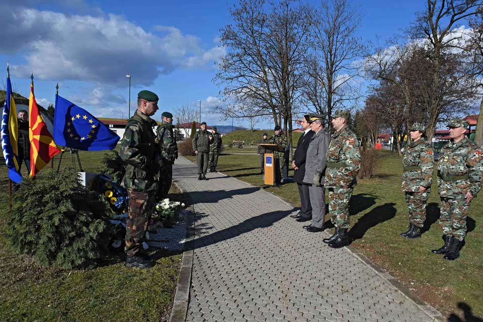 EUFOR Monument Park in Camp Butmir, commemorating the death of 11 people from the Former Yugoslav Republic of Macedonia in a helicopter crash 8 years ago