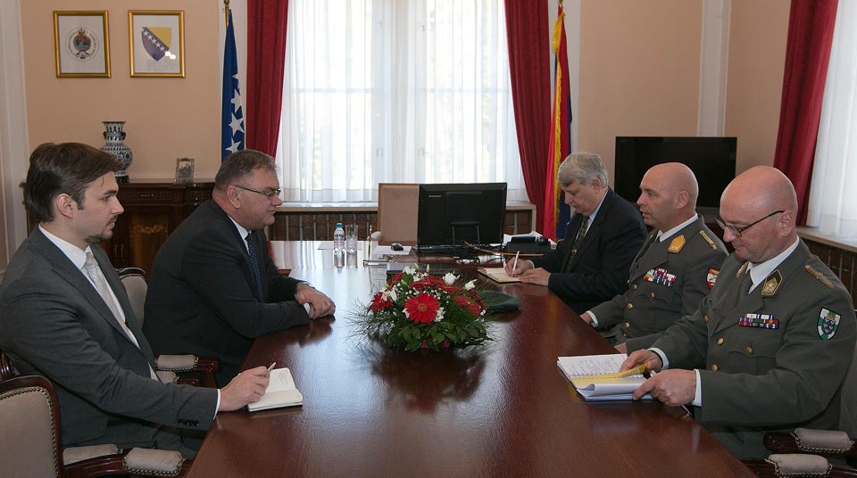 COMEUFOR Maj Gen Anton Waldner welcomed by the Chairman of the BiH Presidency H.E. Dr Mladen Ivanić