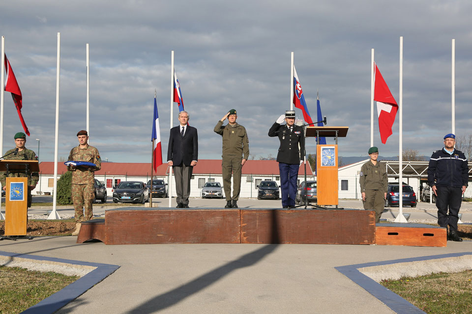 His Excellency Mr Guillaume Rousson with COMEUFOR and Colonel Caparos